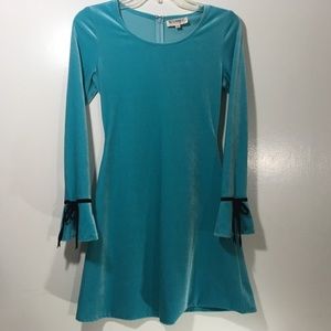 Wanko Collection Dress Blue Velvet Bell Sleeve